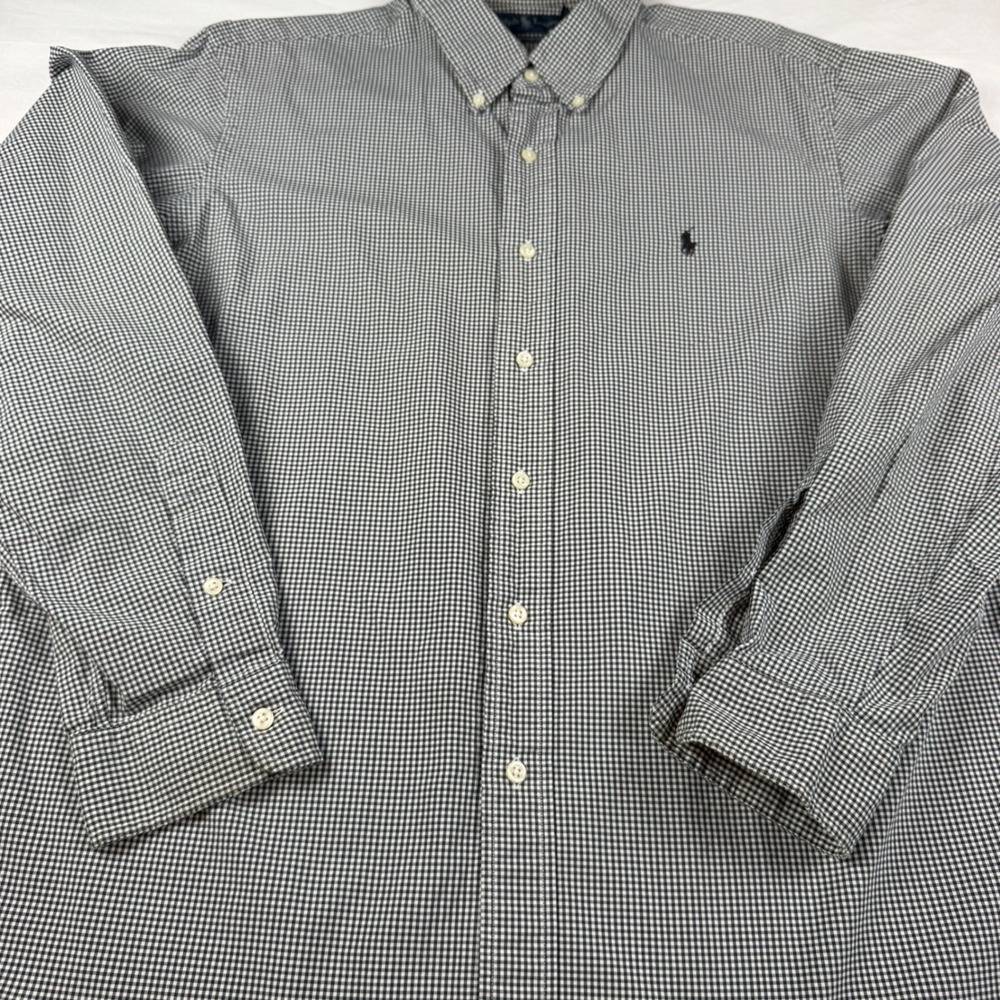 Ralph Lauren Button Down Shirt Mens XL Black Gingham Custom Fit Long Sleeve EUC - Picture 3 of 9